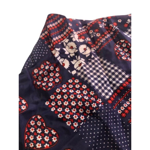 Red White Blue Multi Print Floral Heart Neck Scarf Patriotic USA America - Picture 12 of 16